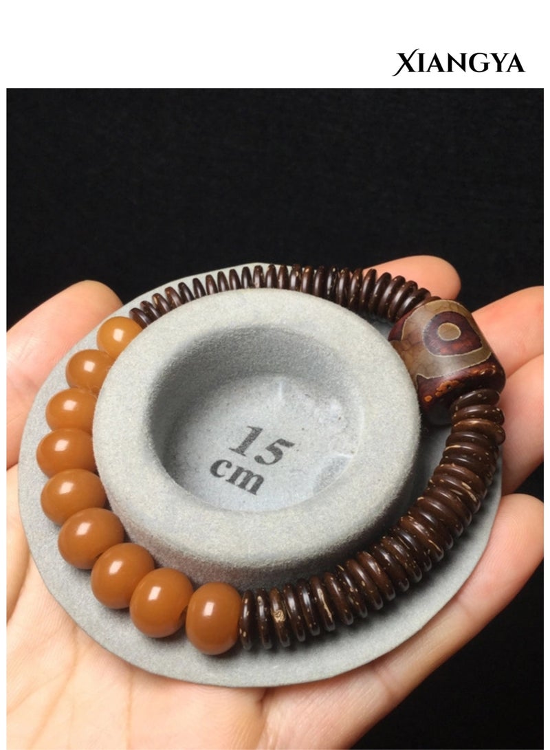 XIANGYA Coconut Shell Beads with Resin Beads, Adjustable Stretch Bracelet for Daily Wear, 1PC - Image 2